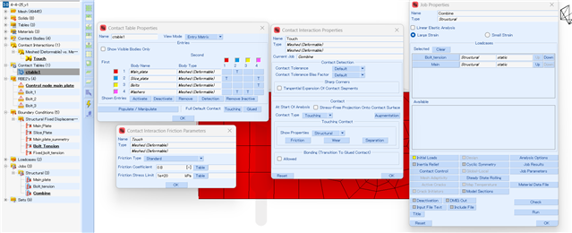 Contact setting in marc and Loadcase preferences 